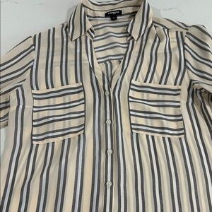 Express Black and Cream Striped Shirt